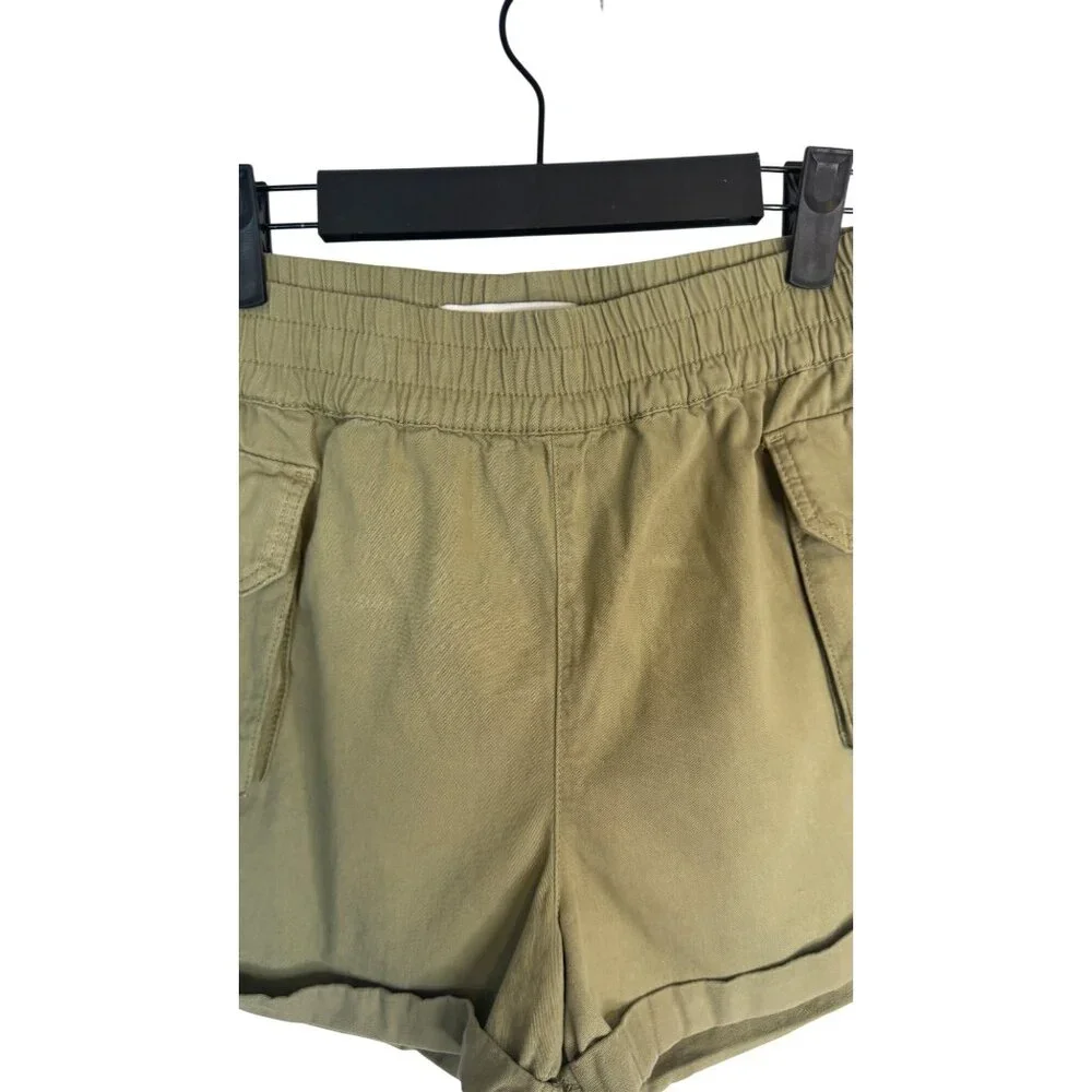 Miss Selfridge Size 6 Olive Green Cotton High-Waisted Shorts Pockets Casual - Picture 6 of 13